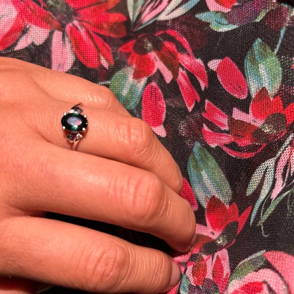 4 rings( white gold nature diamond, blue/green sapphire) wedding/engagement - Picture 4 of 15